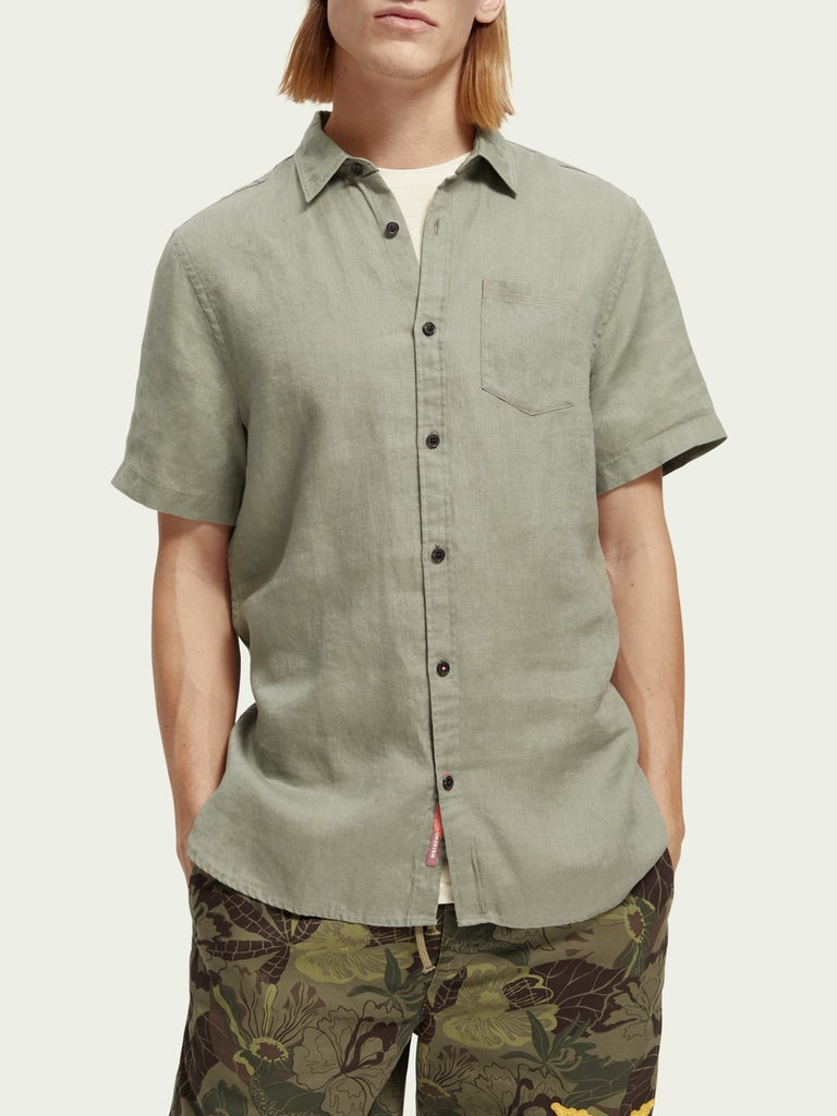 Short-sleeved pocketed linen shirt - Army-Shirt_Scotch & Soda-Aritmetik-montreal