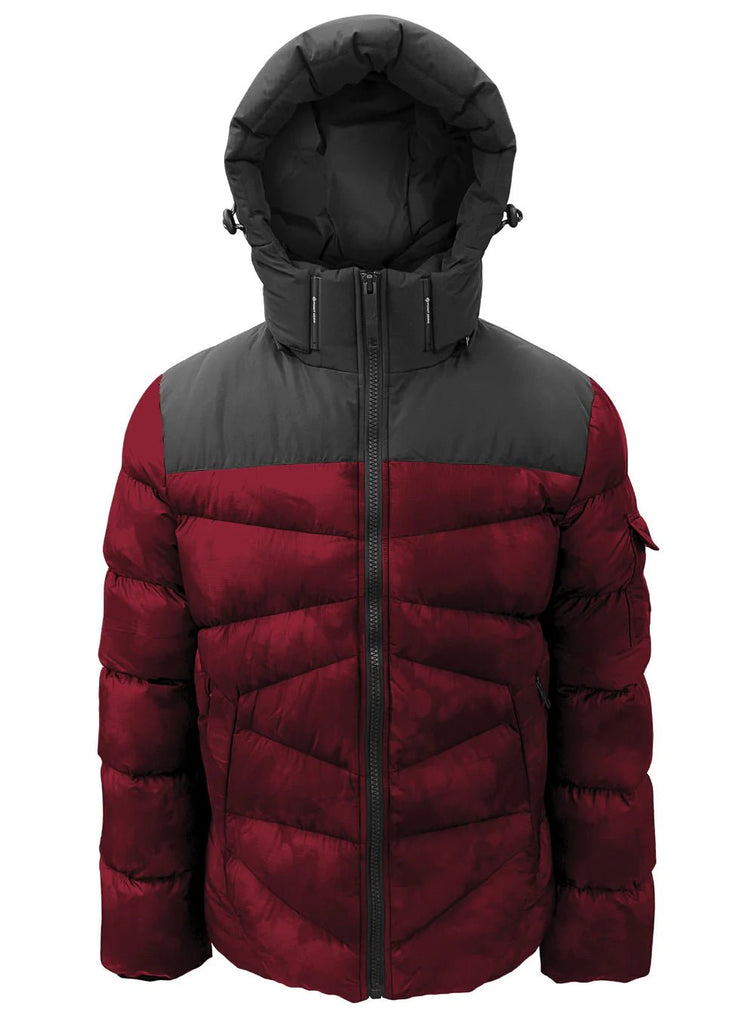 Allton - Engineered quilted Puffer printed Jacket - RED - Winter Jacket_Point Zero - Aritmetik - montreal