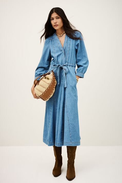 ba&sh - LIA Long sleeve dress - denim - Dress_ba&sh - Aritmetik - montreal