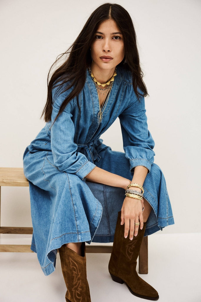 ba&sh - LIA Long sleeve dress - denim - Dress_ba&sh - Aritmetik - montreal
