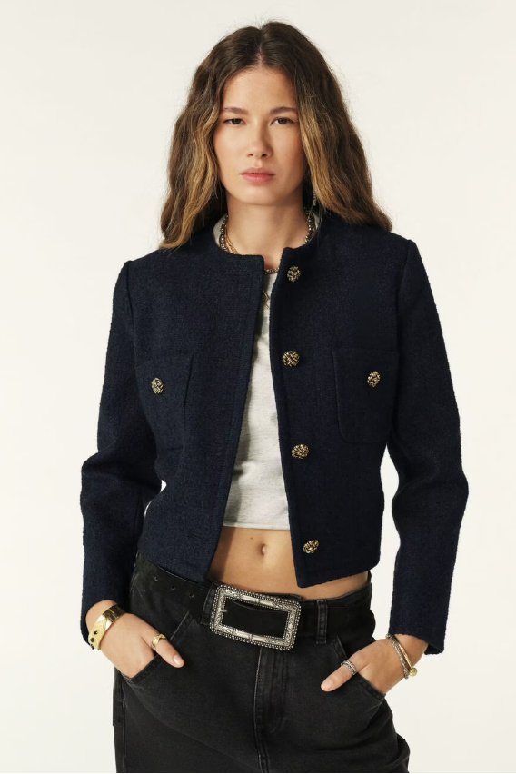 ba&sh - meredith cropped jacket - navy blue - Jacket_ba&sh - Aritmetik - montreal