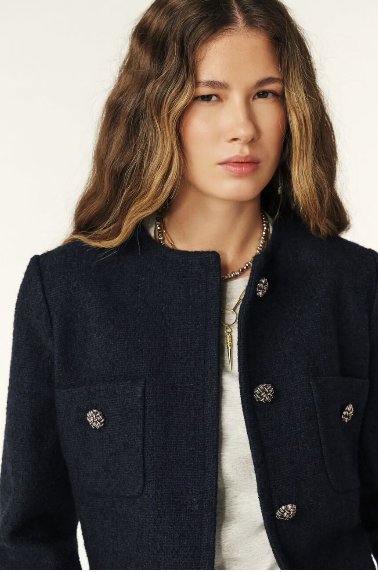 ba&sh - meredith cropped jacket - navy blue - Jacket_ba&sh - Aritmetik - montreal