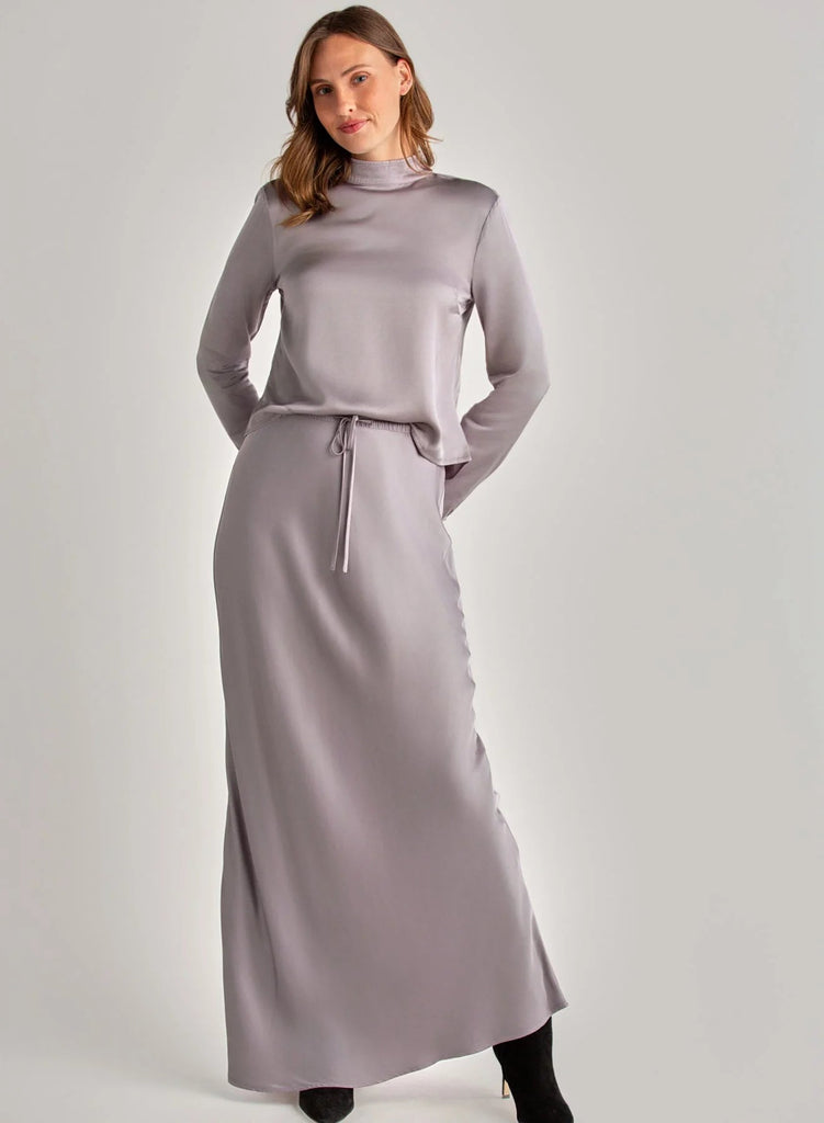 Bella Dahl - Bias Satin Skirt with Tie - Glacier Grey - SKIRT_Bella Dahl - Aritmetik - montreal