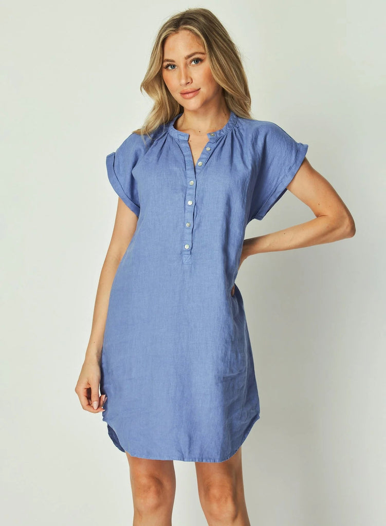 Bella Dahl - Cap Sleeve Henley Dress - Bahia Blue - Dress_Bella Dahl - Aritmetik - montreal