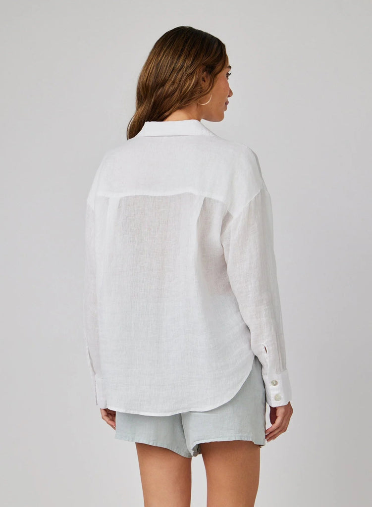 Bella Dahl - Linen Boyfriend Button Down - White - Shirt_Bella Dahl - Aritmetik - montreal