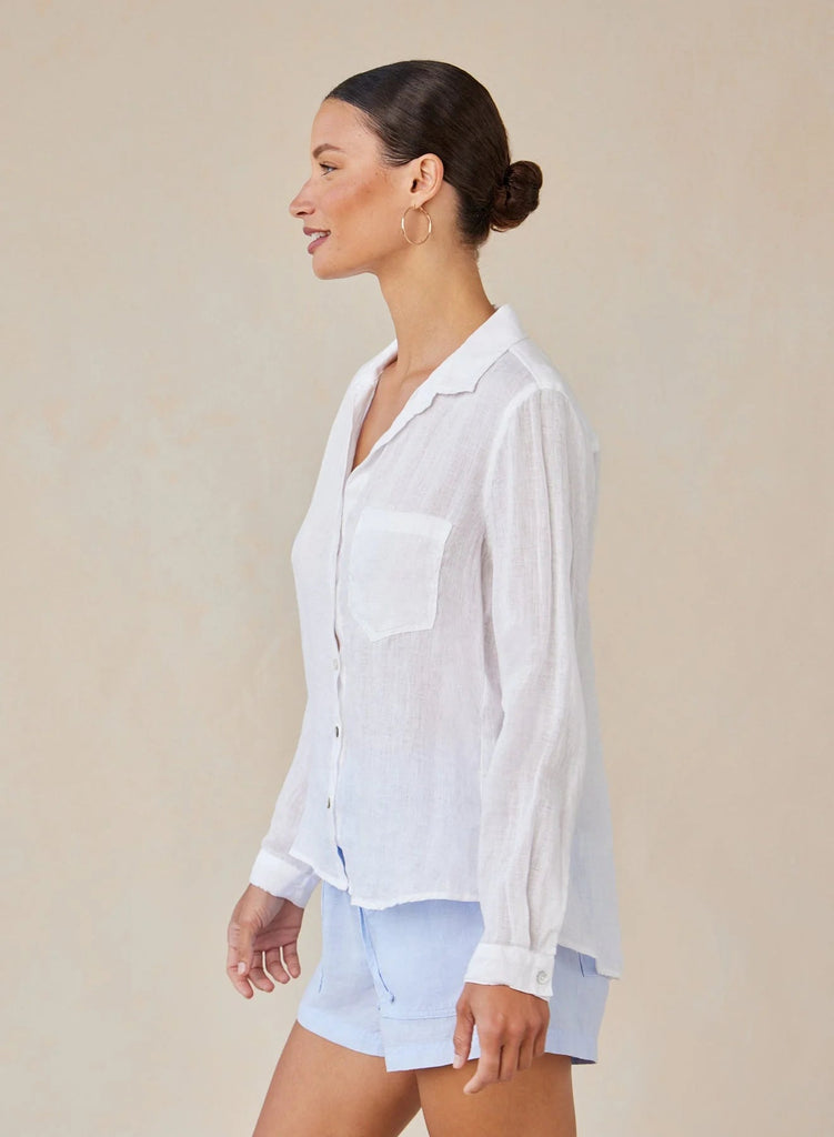 Bella Dahl - Linen Pocket Button Down - White - Shirt_Bella Dahl - Aritmetik - montreal