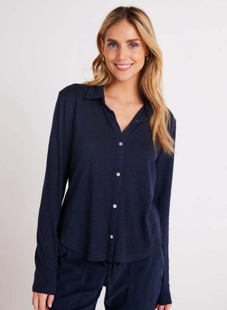 Bella Dahl - Long Sleeve Knit Button Down - Endless Sea - Shirt_Bella Dahl - Aritmetik - montreal