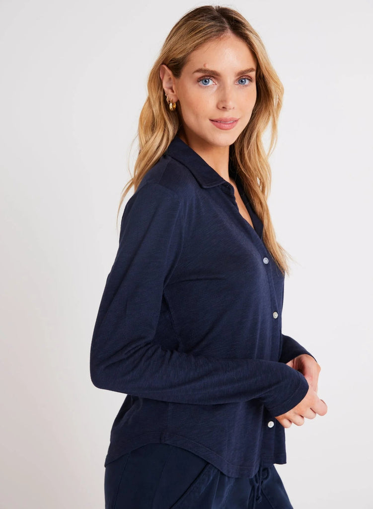 Bella Dahl - Long Sleeve Knit Button Down - Endless Sea - Shirt_Bella Dahl - Aritmetik - montreal