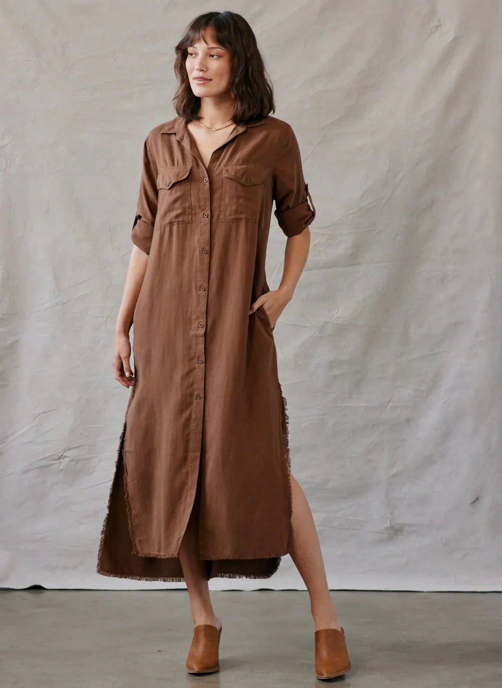 bella dahl maxi shirt dress Bella Dahl Maxi Shirt Dress Dark Ombre Wash