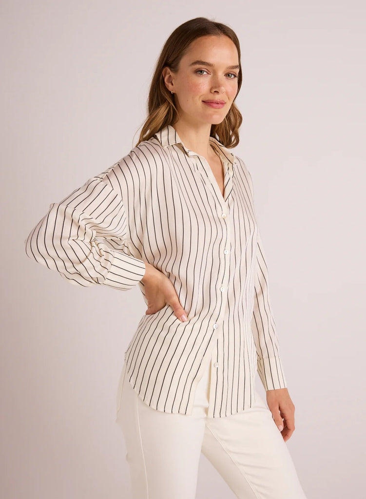 Bella Dahl - Oversized Button Down - Ivory Lurex Stripe - Shirt_Bella Dahl - Aritmetik - montreal