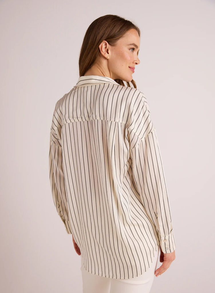 Bella Dahl - Oversized Button Down - Ivory Lurex Stripe - Shirt_Bella Dahl - Aritmetik - montreal