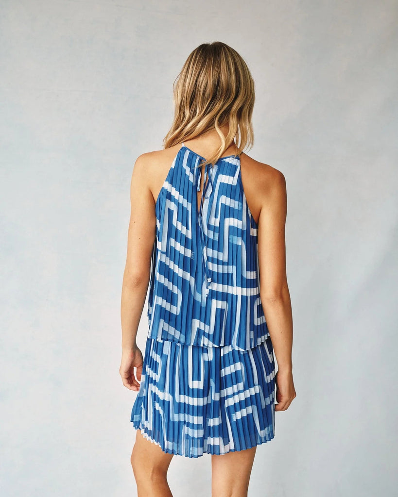 Bella Dahl - Pleated Halter Top - Blue - T-shirt_Bella Dahl - Aritmetik - montreal