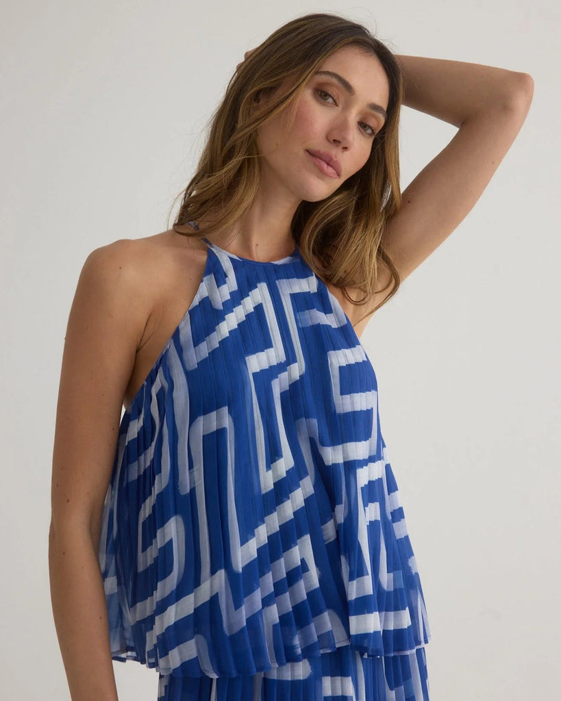 Bella Dahl - Pleated Halter Top - Blue - T-shirt_Bella Dahl - Aritmetik - montreal
