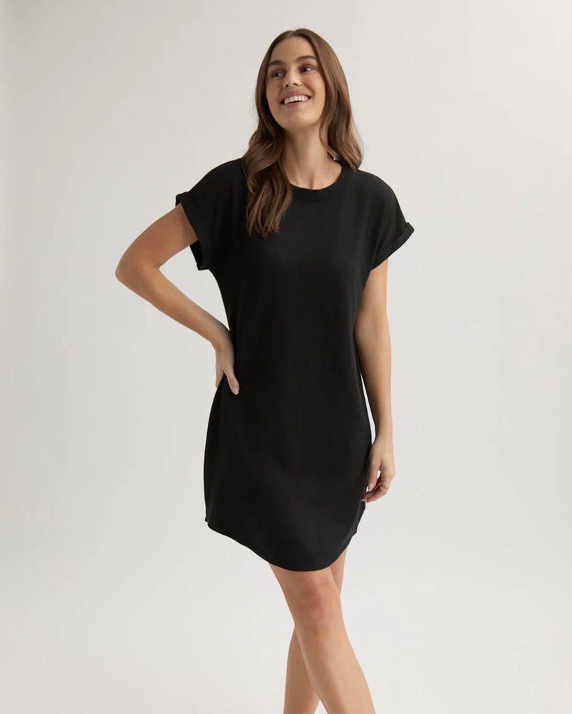 Bella Dahl - Roll Sleeve T-Shirt Dress - Black - Dress_Bella Dahl - Aritmetik - montreal