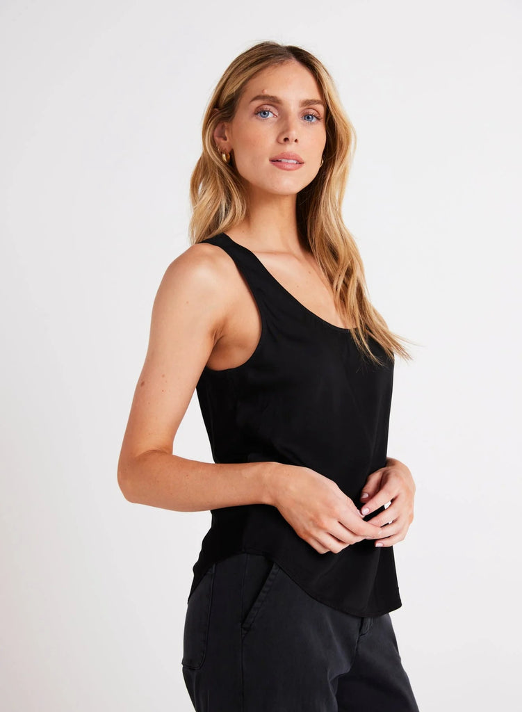 Bella Dahl - Satin Scoop Neck Tank - Black - Tank Top_Bella Dahl - Aritmetik - montreal