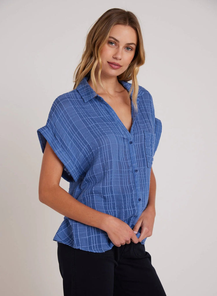 Bella Dahl - Short Sleeve Pocket Button Down - Bright Indigo - Shirt_Bella Dahl - Aritmetik - montreal