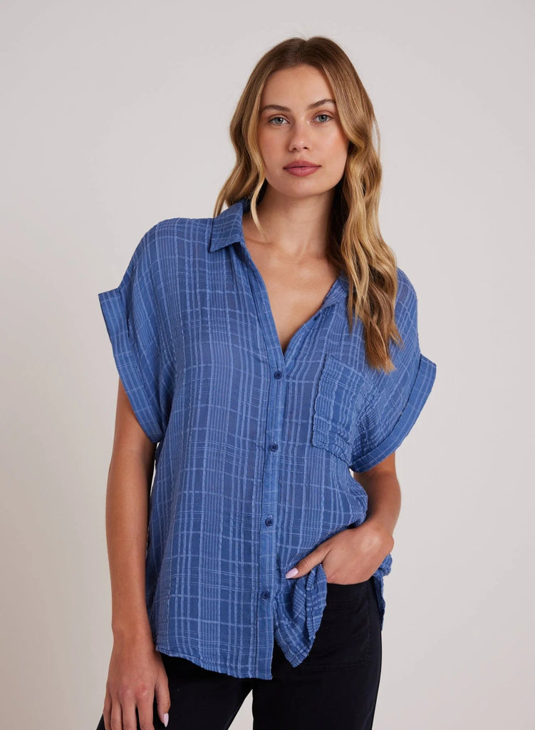 Bella Dahl - Short Sleeve Pocket Button Down - Bright Indigo - Shirt_Bella Dahl - Aritmetik - montreal