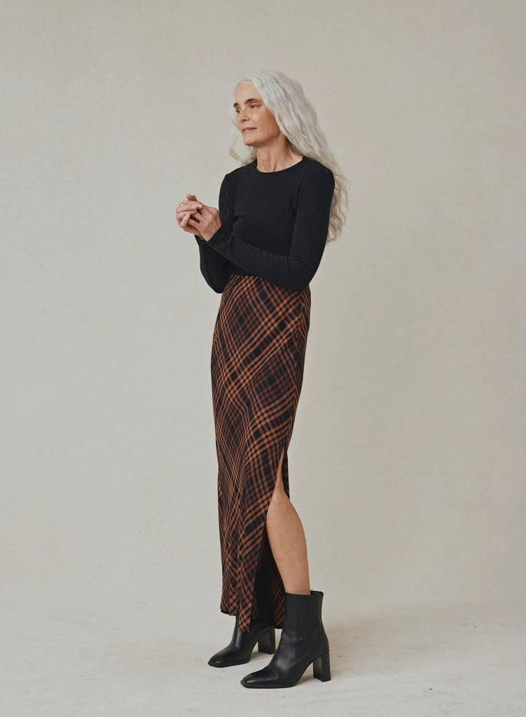 Bella Dahl - Side Slit Bias Maxi Skirt - Plaid - SKIRT_Bella Dahl - Aritmetik - montreal