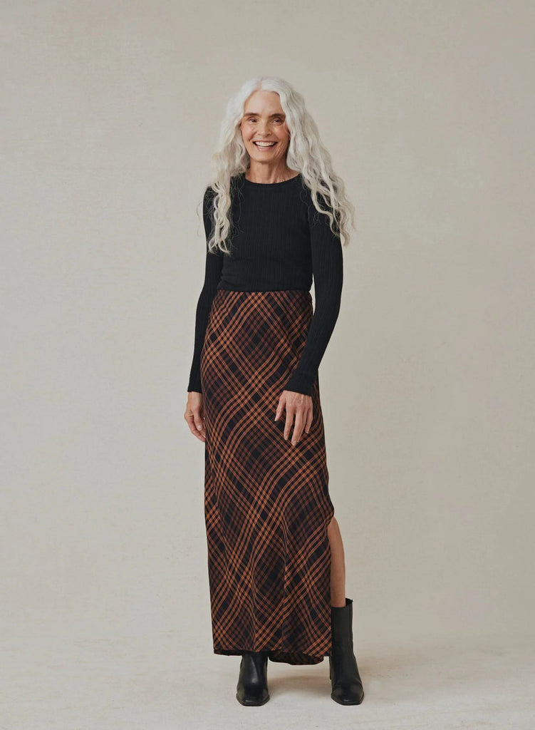 Bella Dahl - Side Slit Bias Maxi Skirt - Plaid - SKIRT_Bella Dahl - Aritmetik - montreal