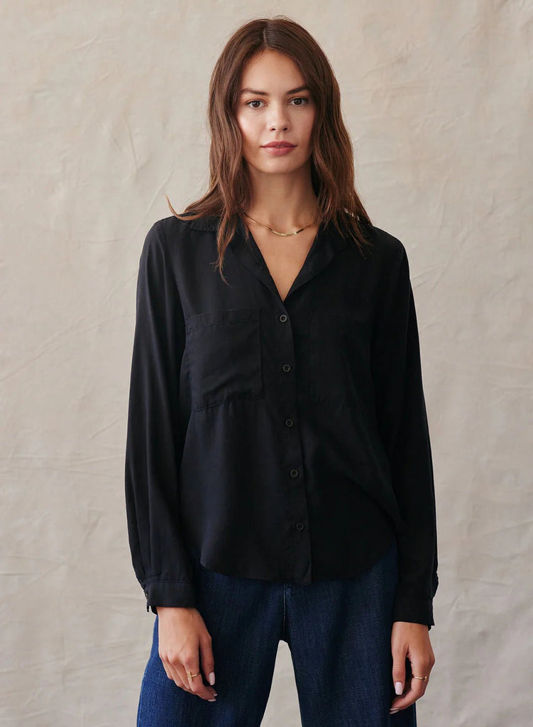 Bella Dahl - Two Button Classic Button Shirt - Black - Shirt_Bella Dahl - Aritmetik - montreal