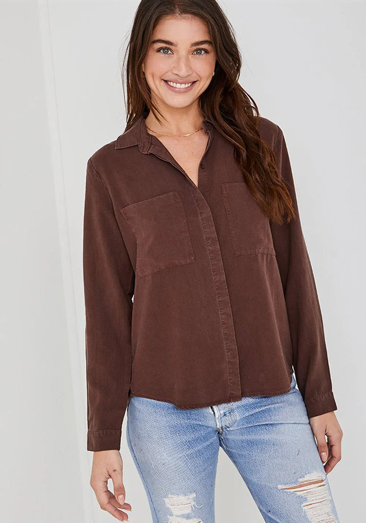 Bella Dahl - TWO POCKET CLASSIC BUTTON DOWN - COFFEE BEAN - Shirt_Bella Dahl - Aritmetik - montreal