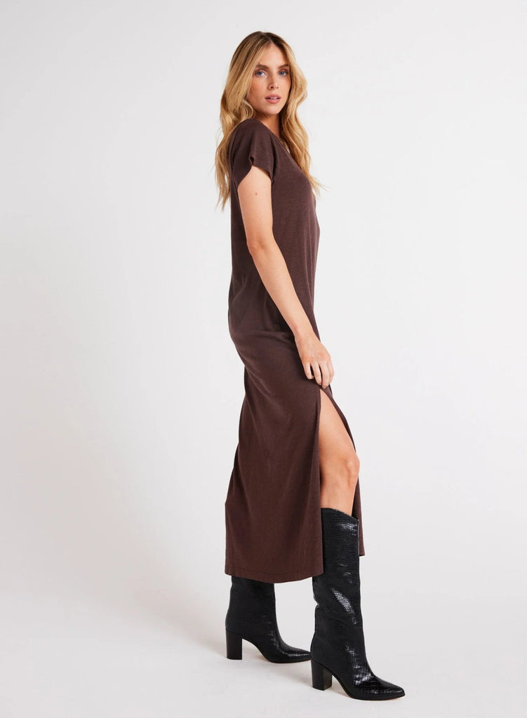 Bella Dahl - V - Neck Knit Maxi Dress - Chestnut Brown - Dress_Bella Dahl - Aritmetik - montreal