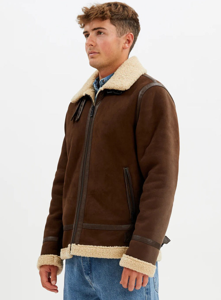 BRADLEY - Aviator vegan shearling jacket - brown - Shearling_Point Zero - Aritmetik - montreal