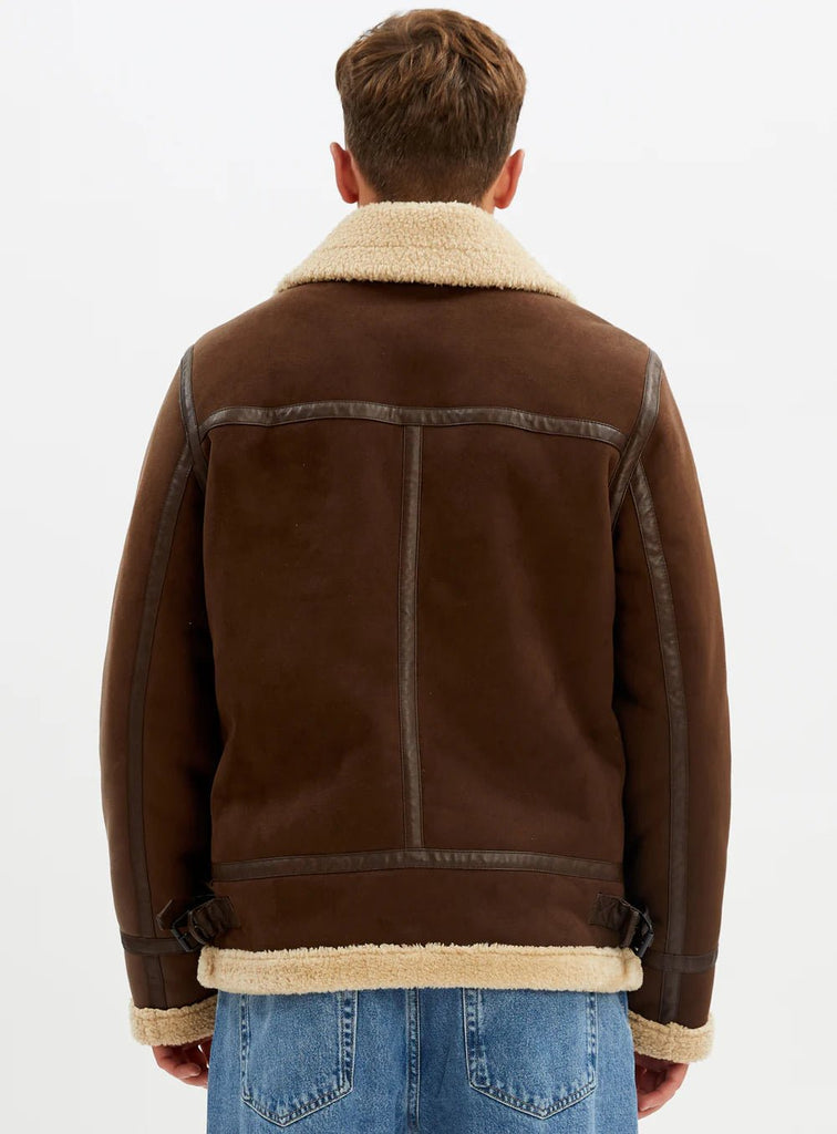 BRADLEY - Aviator vegan shearling jacket - brown - Shearling_Point Zero - Aritmetik - montreal