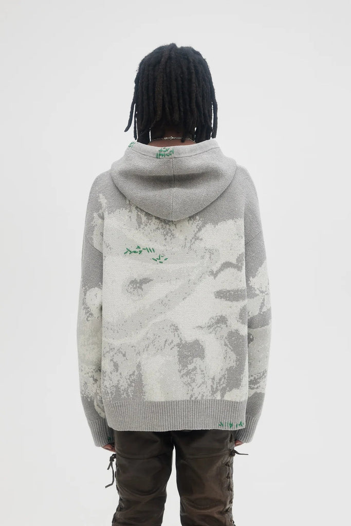 DOM REBEL - SPLASH KNIT HOODIE - GREY - Hoodie_Dom Rebel - Aritmetik - montreal