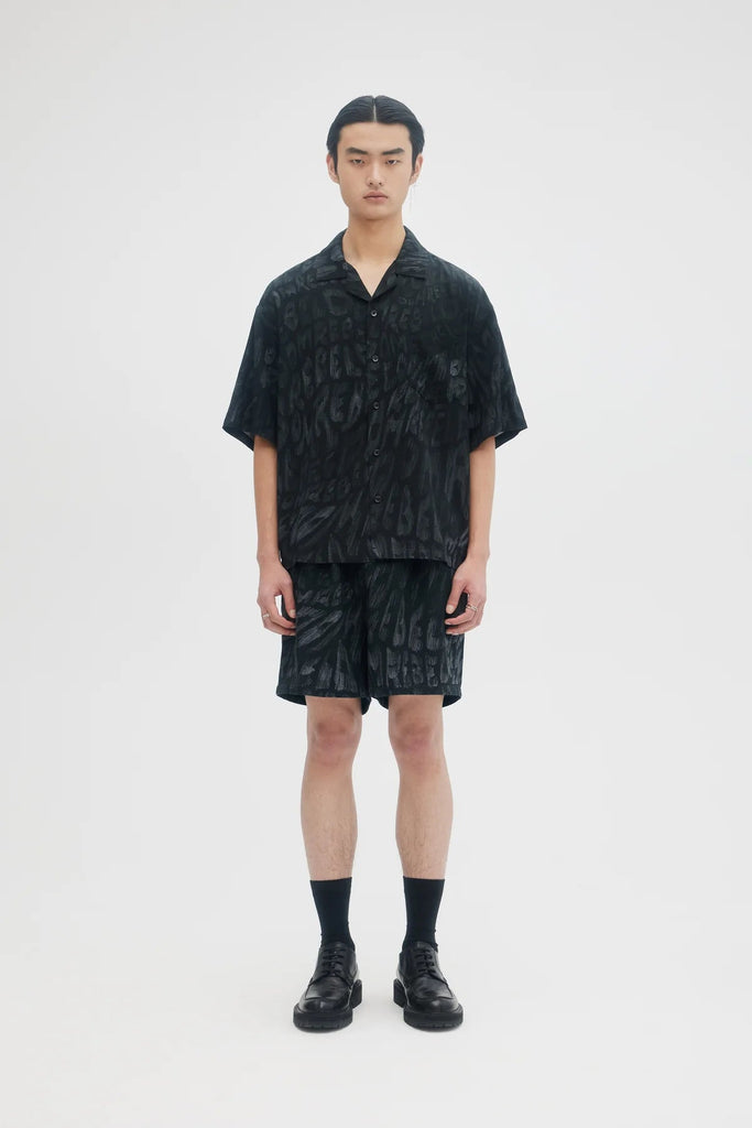 DOMREBEL - WAVES CAMP COLLAR SHIRT - BLACK - Shirt_Dom Rebel - Aritmetik - montreal