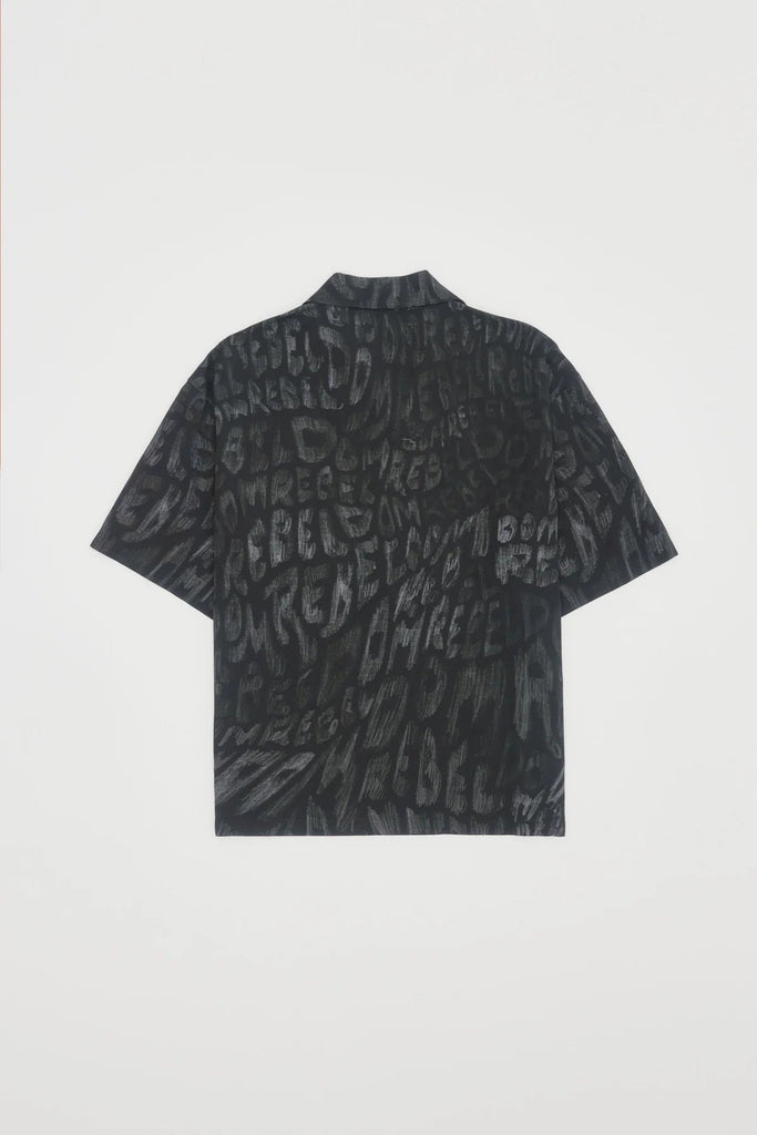 DOMREBEL - WAVES CAMP COLLAR SHIRT - BLACK - Shirt_Dom Rebel - Aritmetik - montreal