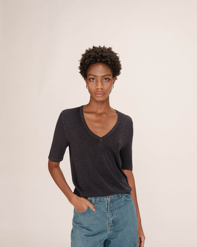 Grace & Mila - Taylor V - Neck Top - Navy - T-shirt_Grace & Mila - Aritmetik - montreal