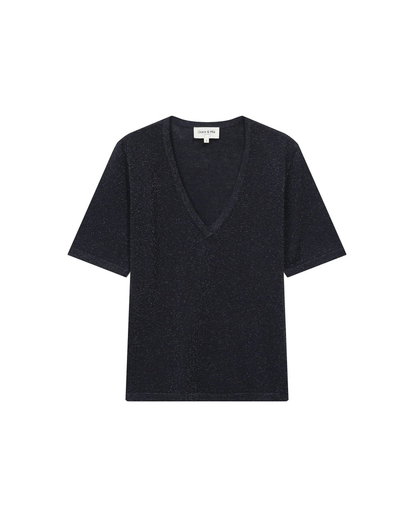 Grace & Mila - Taylor V - Neck Top - Navy - T-shirt_Grace & Mila - Aritmetik - montreal