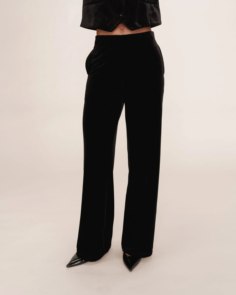 Grace & Mila - Tiger Velvet Trousers - Black - Pants_Grace & Mila - Aritmetik - montreal