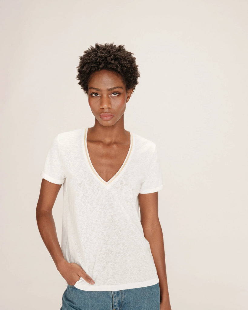 Grace & Mila - Tim V - Neck Top - Ivory - T-shirt_Grace & Mila - Aritmetik - montreal