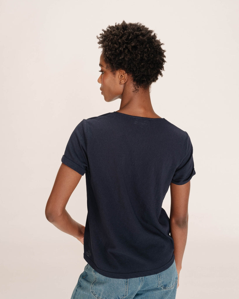 Grace & Mila - Tim V - Neck Top - Navy - T-shirt_Grace & Mila - Aritmetik - montreal