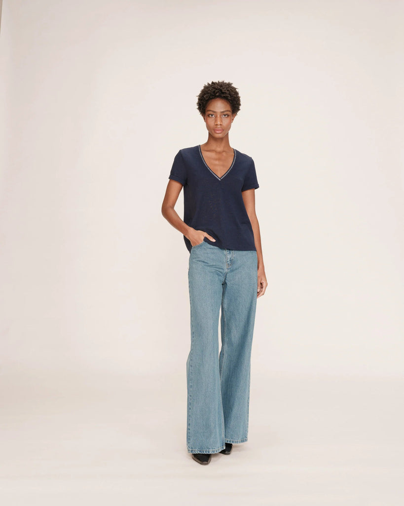 Grace & Mila - Tim V - Neck Top - Navy - T-shirt_Grace & Mila - Aritmetik - montreal