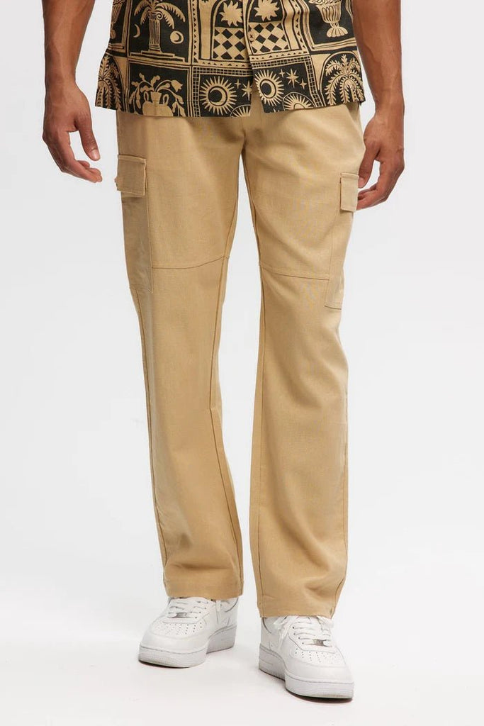 KUWALATEE - CARGO LINEN PANT - BEIGE - PANTS_Kuwallatee - Aritmetik - montreal