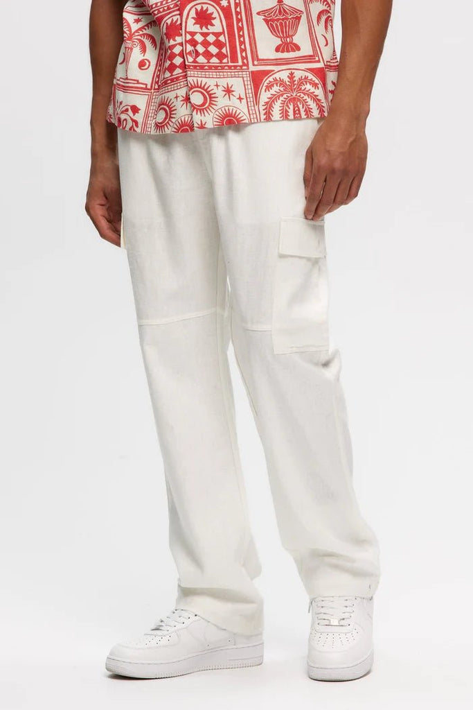 KUWALATEE - CARGO LINEN PANT - WHITE - PANTS_Kuwallatee - Aritmetik - montreal