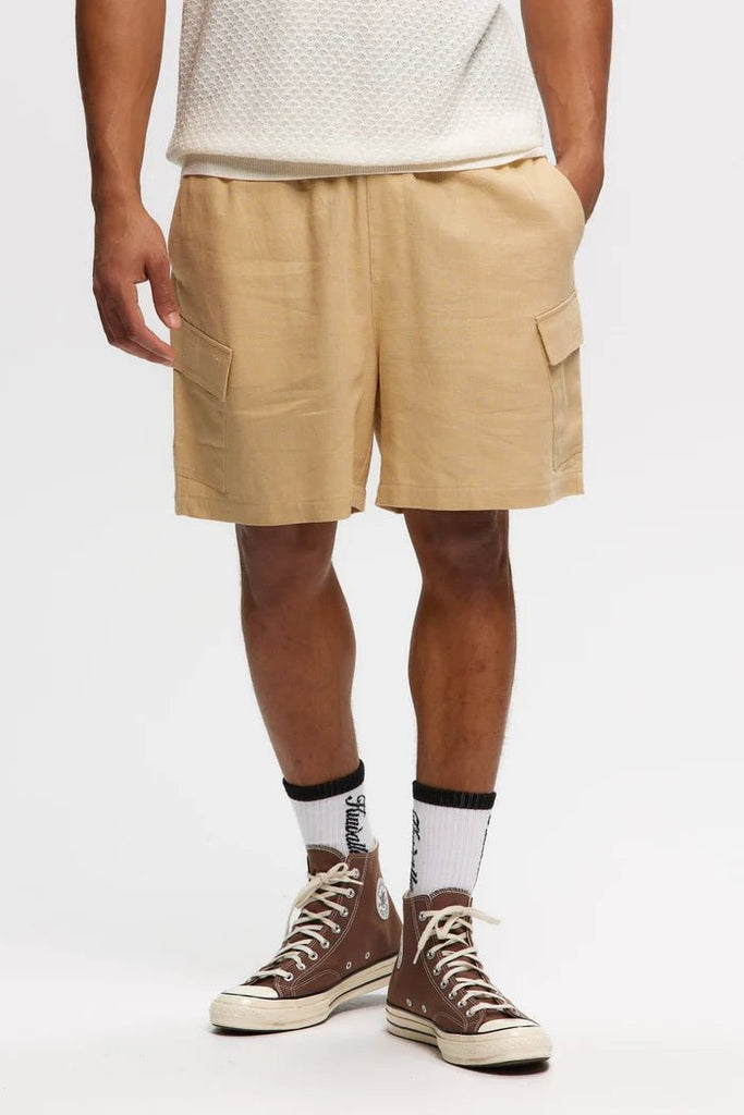 KUWALATEE - CARGO LINEN SHORTS - BEIGE - Shorts_Kuwallatee - Aritmetik - montreal