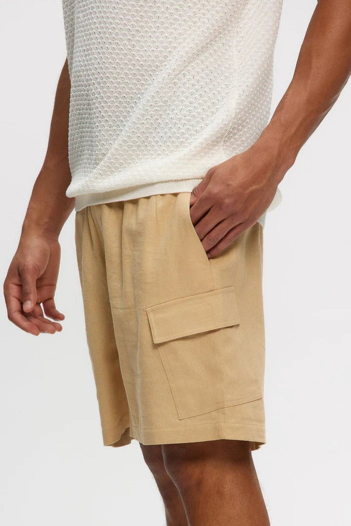 KUWALATEE - CARGO LINEN SHORTS - BEIGE - Shorts_Kuwallatee - Aritmetik - montreal