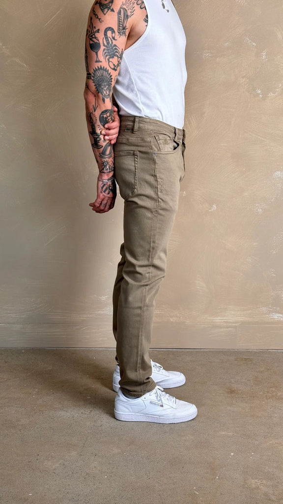 Kuwalla - Super Stretch Knit Slim Denim - Beige - JEANS_Kuwalla - Aritmetik - montreal