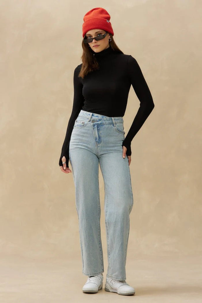 Kuwallatee - ASYMMETRIC CRISSCROSS - DENIM - JEANS_Kuwallatee - Aritmetik - montreal