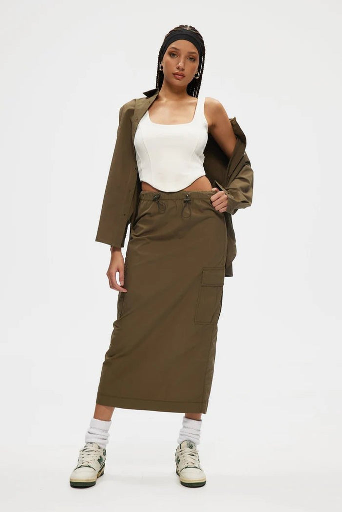 Kuwallatee - CARGO TWILL SKIRT - Army - SKIRT_Kuwallatee - Aritmetik - montreal