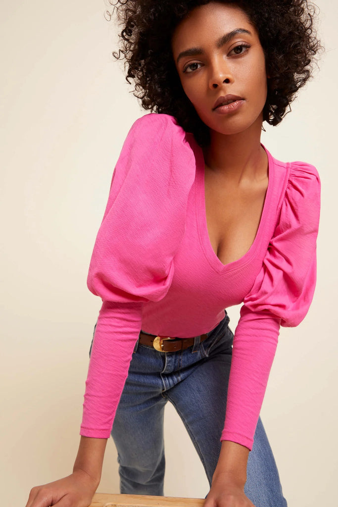 Nation - EMILIA DRAMA V - NECK TOP - PINK - T-shirt_Nation - Aritmetik - montreal