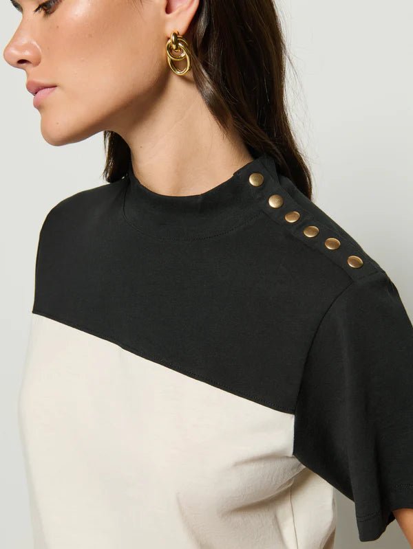 Nation - Yvette Mock Neck Tee - Color Block - T-shirt_Nation - Aritmetik - montreal