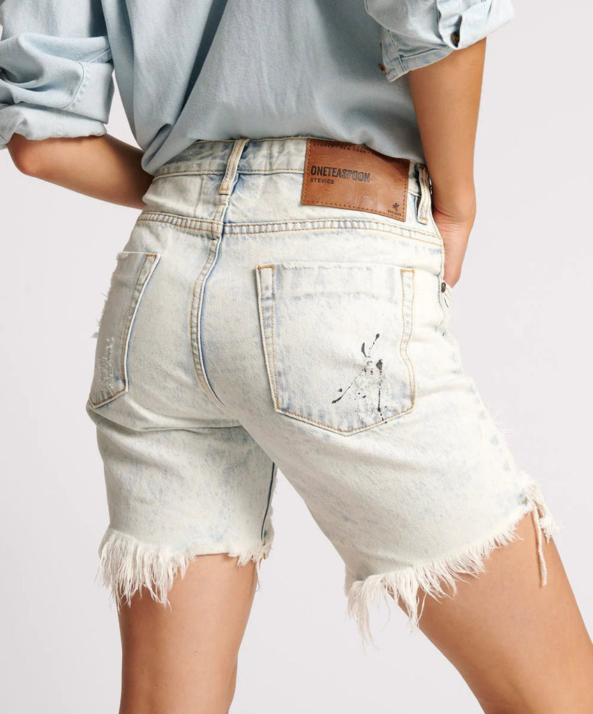 ONE TEASPOON - Stevies Low Waist Waist Long Length Boyfriend Denim Shorts - Florence Painted - Shorts_ONE TEASPOON - Aritmetik - montreal