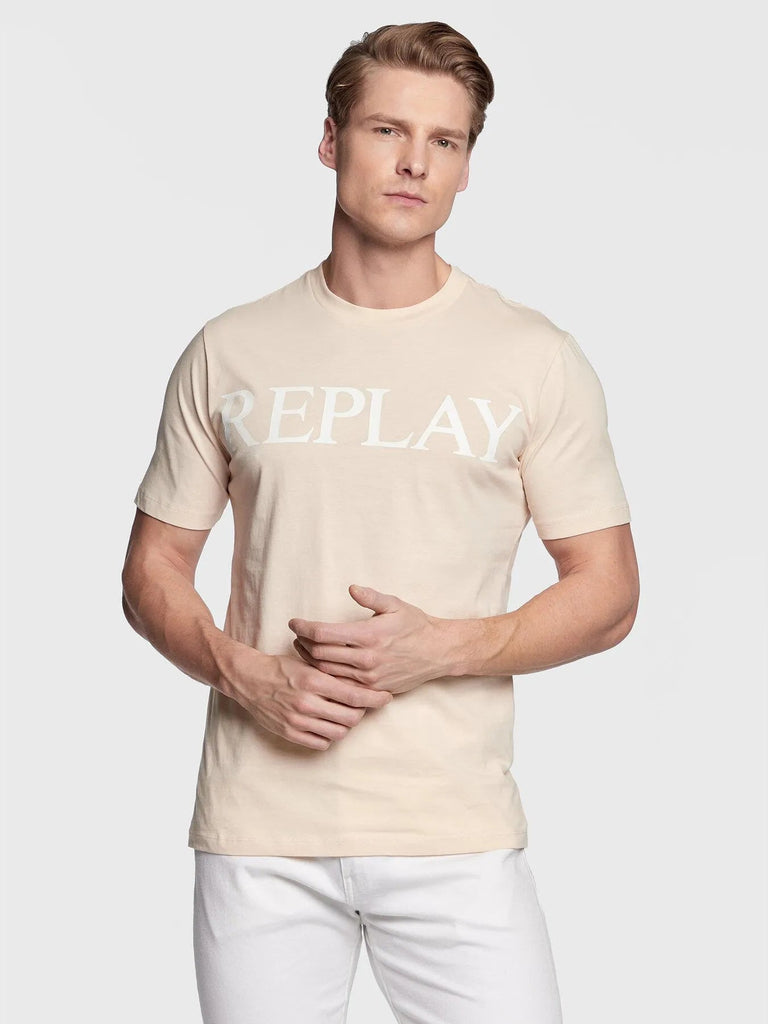 replay - JERSEY T - SHIRT WITH PRINT - beige - T-shirt_Replay - Aritmetik - montreal