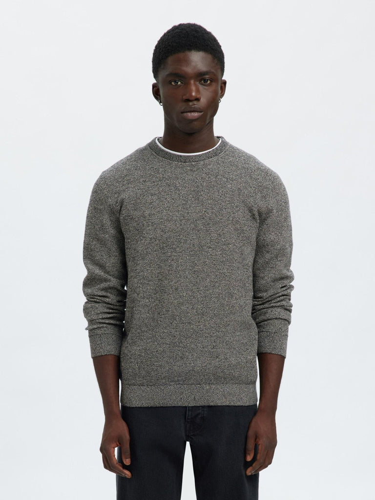 SELECTED - 100% COTTON CREWNECK JUMPER - GREY - Sweater_SELECTED - Aritmetik - montreal