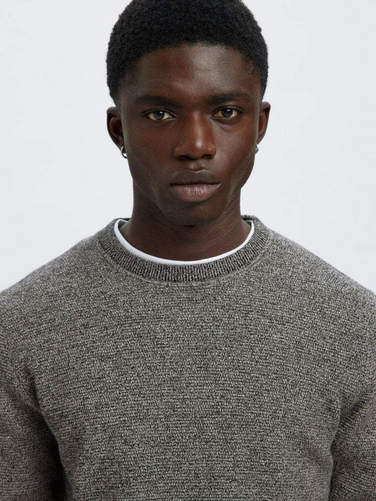 SELECTED - 100% COTTON CREWNECK JUMPER - GREY - Sweater_SELECTED - Aritmetik - montreal